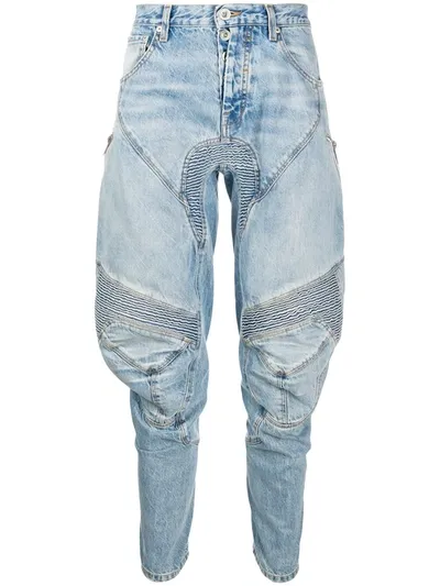 Ben Taverniti Unravel Project Ribbed Tapered-leg Jeans In Blue