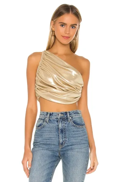 Norma Kamali X Revolve Diana Crop Top In Gold Lame