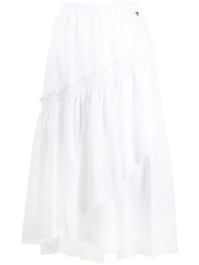 Twinset Poplin Midi Skirt In White