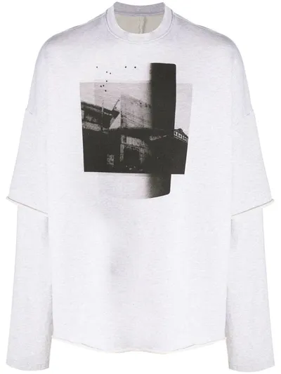 Ben Taverniti Unravel Project Photograph-print Layered Sweatshirt In Grey