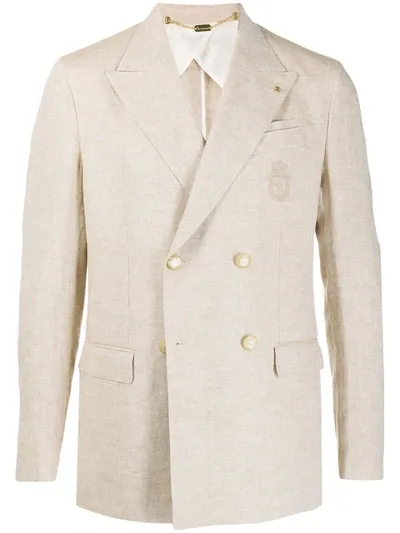 Billionaire Double-breasted Linen Blazer In Neutrals