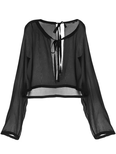 Ann Demeulemeester Tie-neck Chiffon Blouse In Black