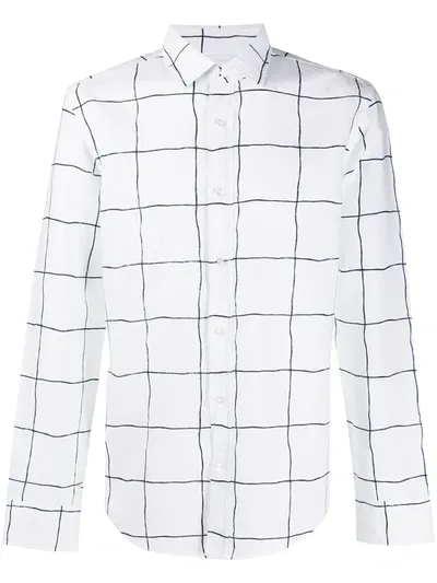 Hugo Boss Long Sleeve Checked Print Shirt In White