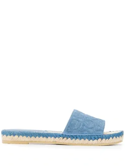 Ferragamo Gancini Espadrille Slides In Blue