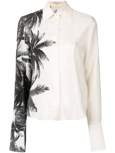 Ermanno Scervino Palm Tree Print Shirt In White