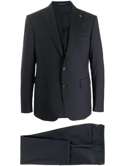 Tagliatore Slim-fit Three-piece Suit In Blue