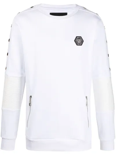 Philipp Plein Logo Plaque Sweatshirt In White