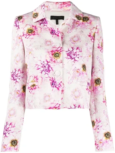 Escada Flora Jacquard Cropped Jacket In White