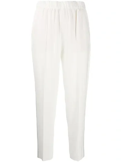 Escada Elasticated-waist Tapered Trousers In White