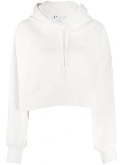 Y-3 Cropped-kapuzenpullover In White