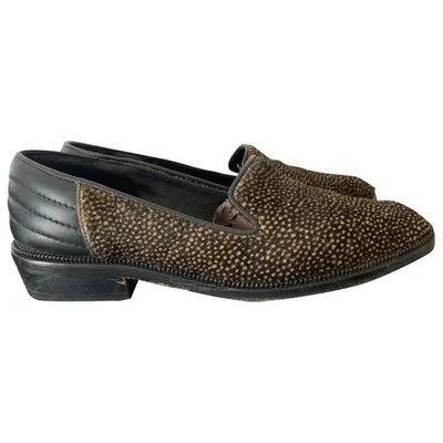 Pre-owned The Kooples Leather Flats In Brown