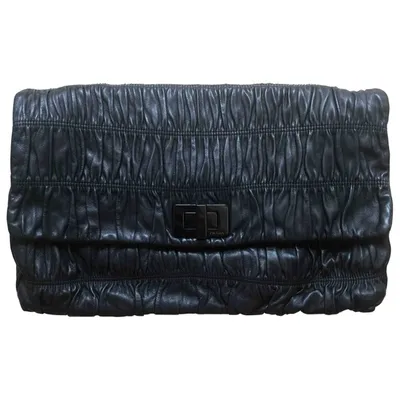 Pre-owned Prada Leather Clutch Bag In Black