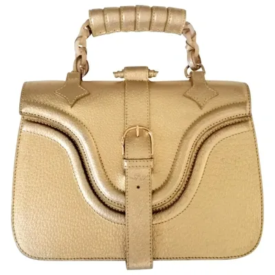 Pre-owned Trussardi Leather Handbag In Gold