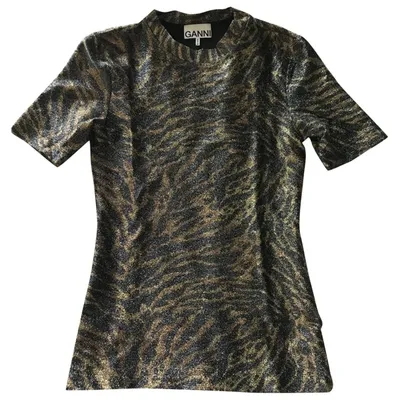 Pre-owned Ganni Fall Winter 2019 Glitter T-shirt In Metallic