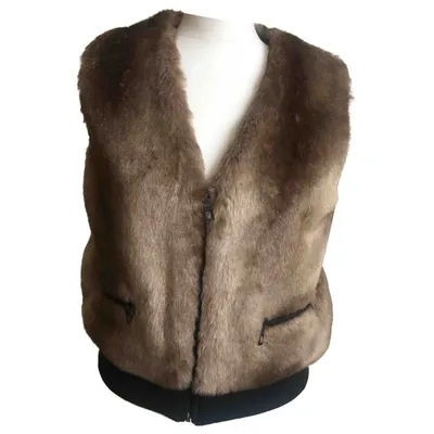 Pre-owned Club Monaco Faux Fur Short Vest In Brown