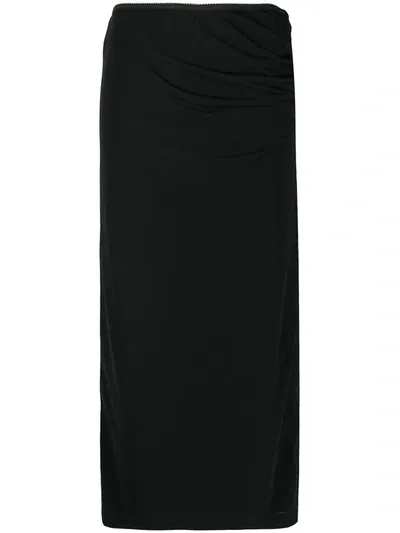 Helmut Lang Pleated Sheer Midi Skirt In Black