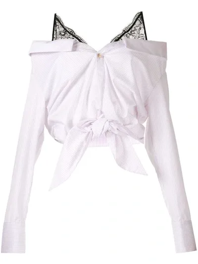 Hellessy Tie Front Lace Detail Blouse In White