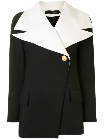 Proenza Schouler Novelty Contrast Peak Lapel Blazer In Black