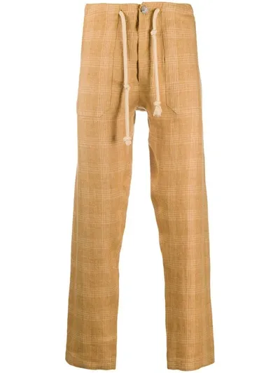 Nanushka Japanese Style Checked Pants In Yellow