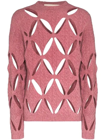 Stefan Cooke Cutout Wool Jumper In Pink