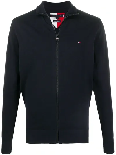 Tommy Hilfiger Zip-up Fine-knit Jacket In Blue