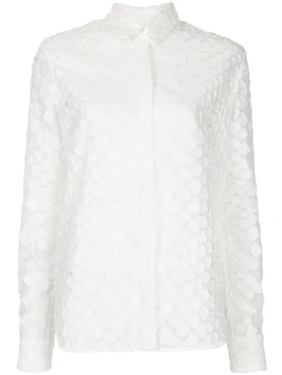 Alex Perry Ashton Textured Long Sleeve Shirt In White