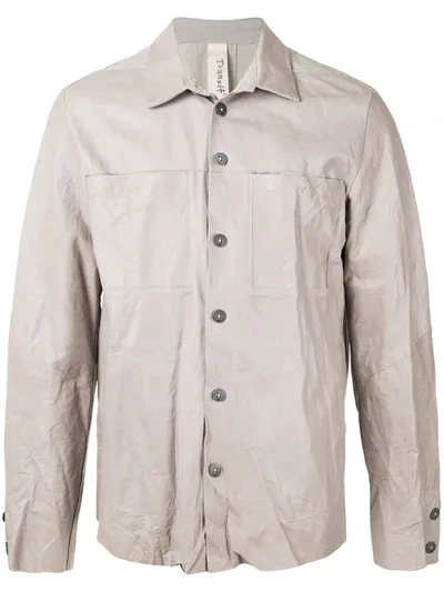 Transit Leather Shirt Jacket In Neutrals