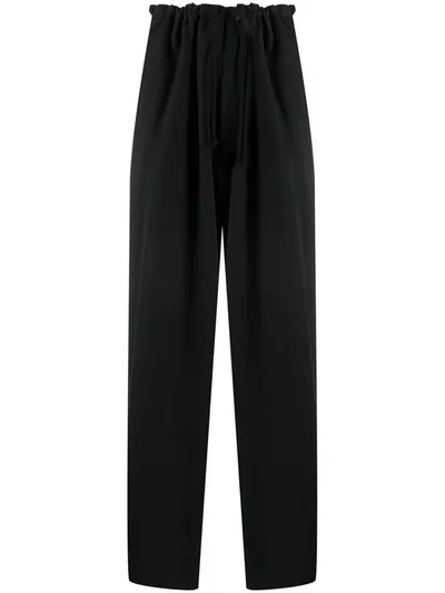 Yohji Yamamoto High-waisted Pleated Trousers In Black