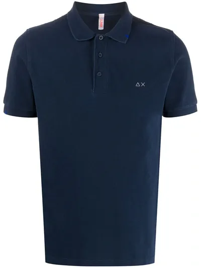 Sun 68 Logo Polo Shirt In Blue