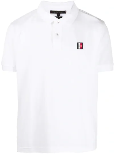 Tommy Hilfiger Short Sleeve Embroidered Logo Polo Shirt In White