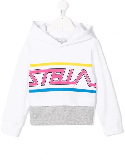 Stella Mccartney Kids' White Organic Cotton Hoodie In Bianco