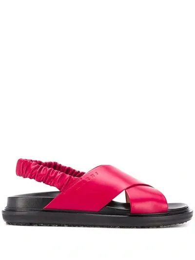 Marni Cross Strap Sandals In Red