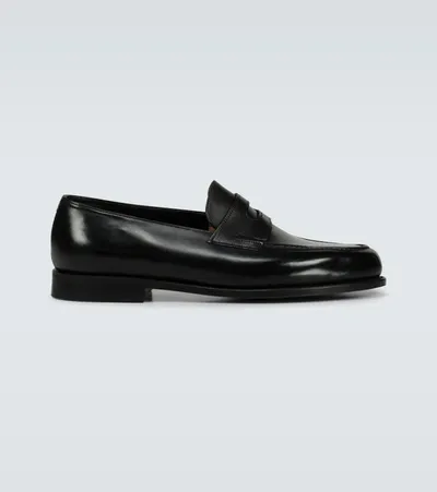 John Lobb Lopez Leather Loafers In Black