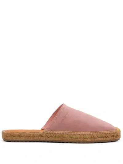 Car Shoe Logo Embossed Espadrille Mules In Pink