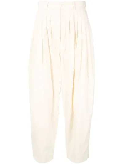 Hed Mayner Leinenhose Mit Hohem Bund In White