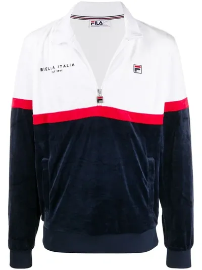 Fila Kane Contrast Panel Zip-up Sweatshirt In Blue