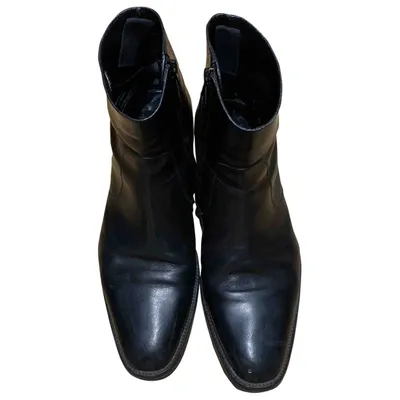 Pre-owned Saint Laurent Leather Boots In Black