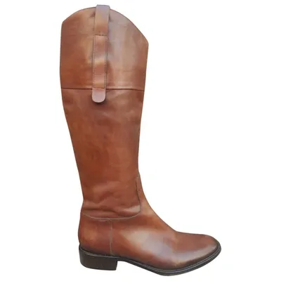 Pre-owned Sartore Leather Riding Boots In Brown