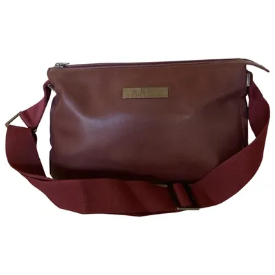 Pre-owned Trussardi Leather Handbag In Burgundy