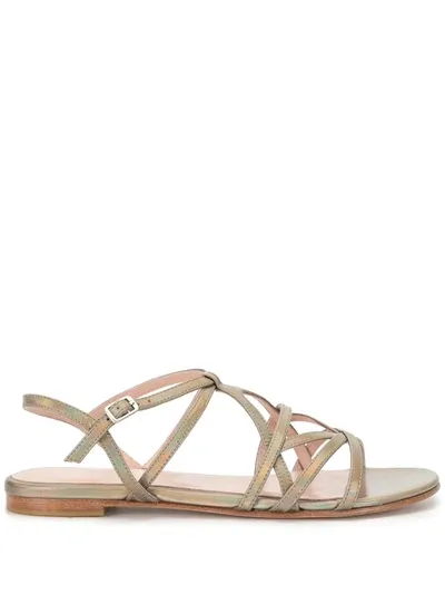 Stuart Weitzman Strappy Flat Sandals In Black