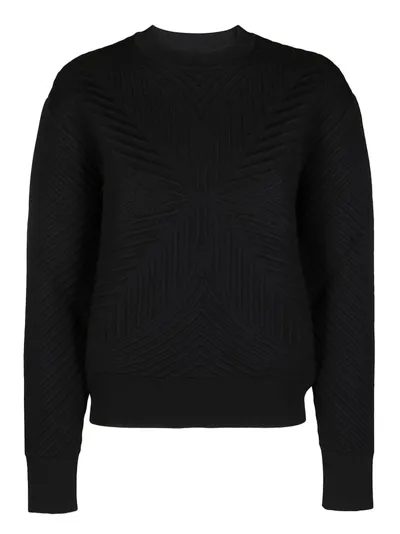 Alexander Mcqueen Patterned Rib-knit Jumper In Black