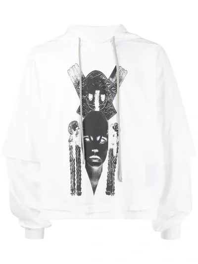 Rick Owens Drkshdw Graphic Print Double-layered Hoodie In White