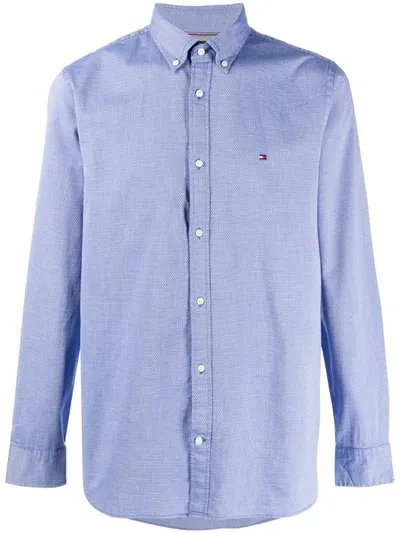 Tommy Hilfiger Long Sleeve Embroidered Logo Shirt In Blue