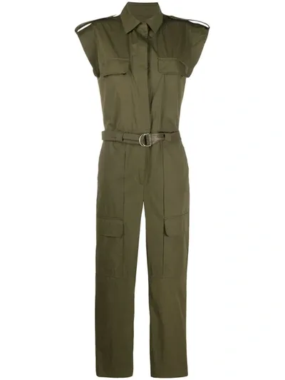 Yves Salomon Short Sleeved Jumpsuit In Green