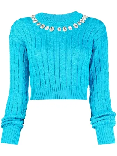 Giuseppe Di Morabito Crystal Embellished Cropped Jumper In Blue