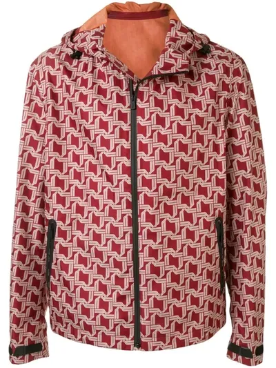 Bally Patterned Hooded Jacket In Red