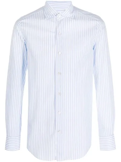 Finamore 1925 Napoli Striped Print Cotton Shirt In Blue