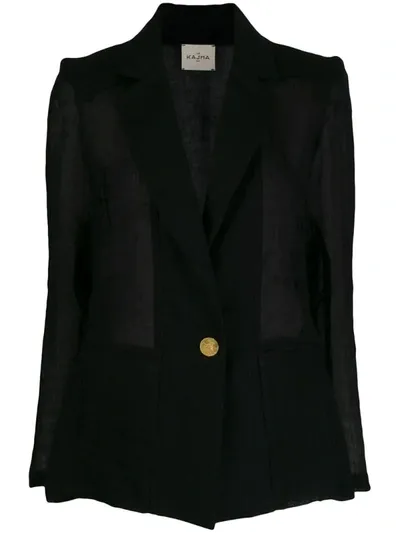 Le Kasha Structured Shoulder Blazer In Black