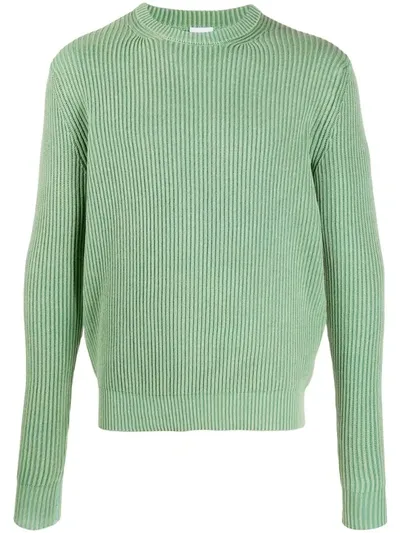 Aspesi Ribbed Knit Crew Neck Jumper In Green