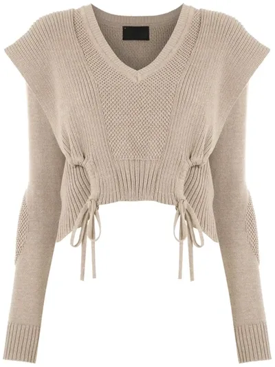 Andrea Bogosian Roxan Cropped Lace-up Jumper In Neutrals